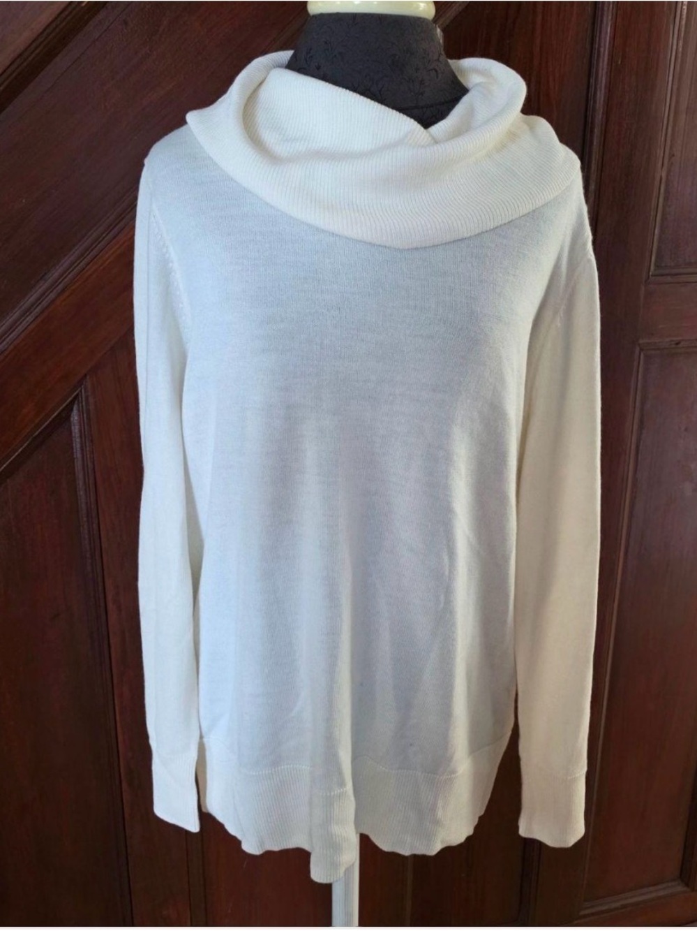 NWT Talbots Ivory Cowl Neck 100% Merino Wool Sweater Plus 1X
